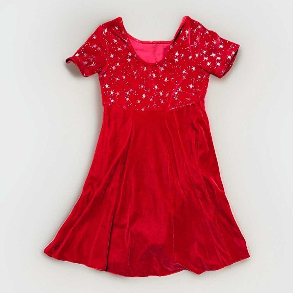 Girls Figure Ice‎ Skating Competition Dress Red Dazzle Stars